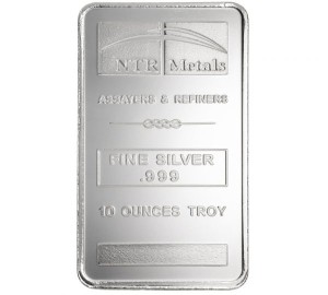 A 10 oz Silver Bar from NTR Metals